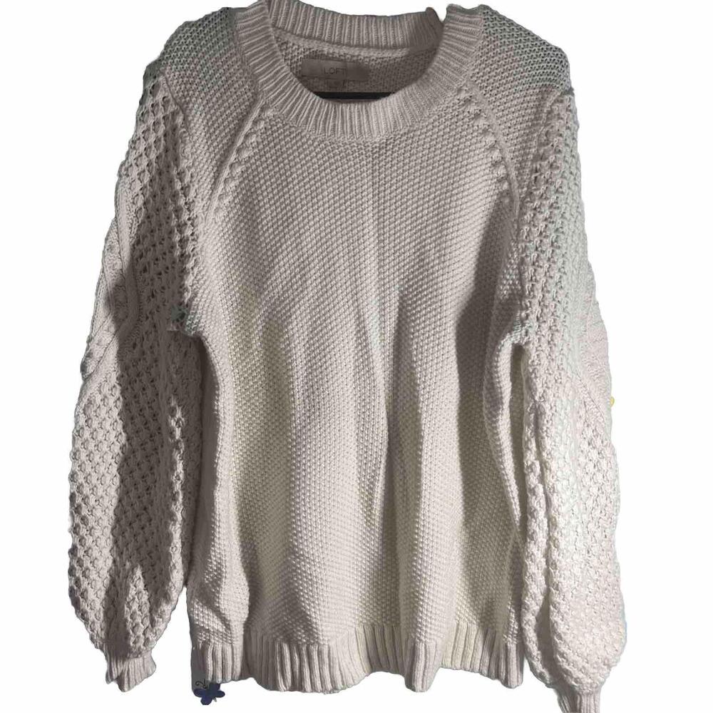 Loft Womens sweater long sleeve knit textured crewneck pull over Large